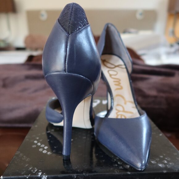 NIB! Sam Edelman Delilah 6.5 M blue leather D'Orsay stiletto pumps heels shoes - Picture 1 of 13